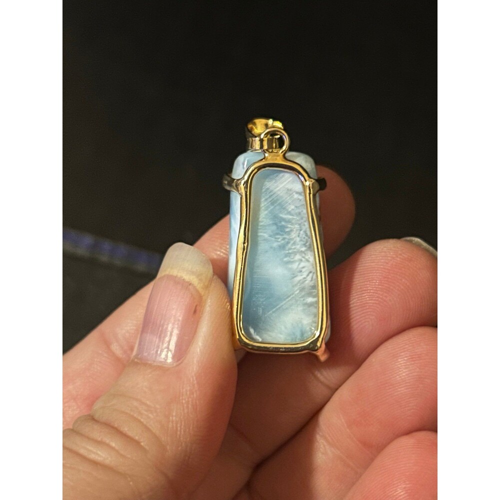 Genuine Larimar Rectangular Pendant - Picture 10 of 12